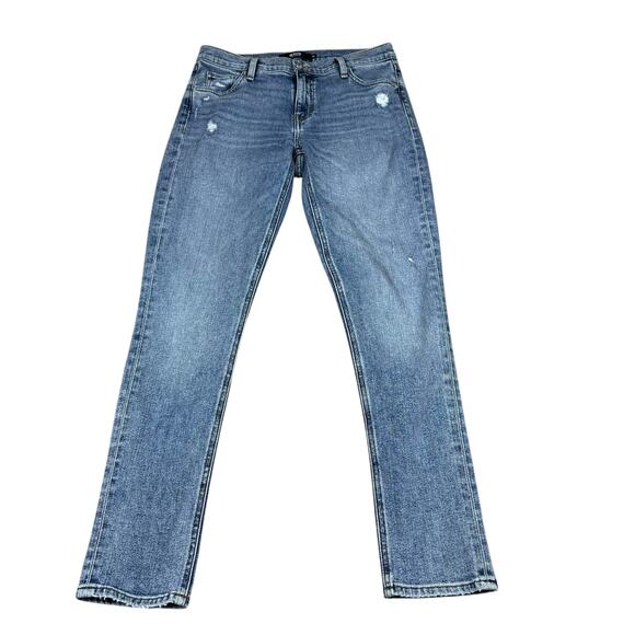 HUDSON Lana Boyfriend Straight Leg Jeans Medium Wash Distressed Denim Size 26 - Picture 1 of 7
